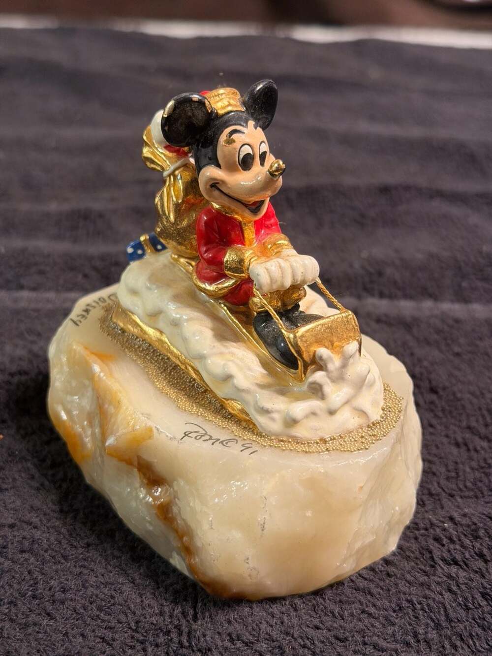 Ron Lee Disney Mickey Mouse Santa on Sled Marble Base Figurine LE 779/2750